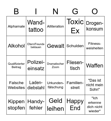 Hilf Mir Bingo Card