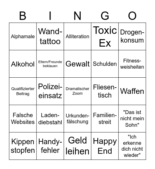 Hilf Mir Bingo Card