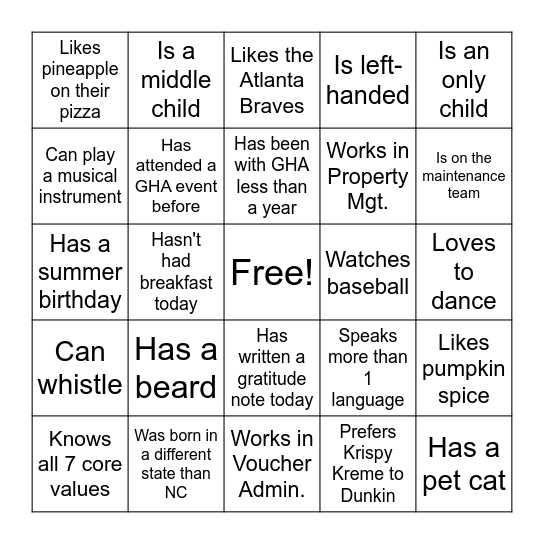 FIND SOMEONE WHO... Bingo Card