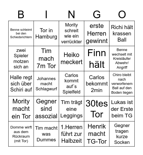 1. Herren Bingo Card
