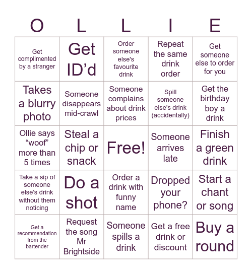 The Big 24 Bingo Card