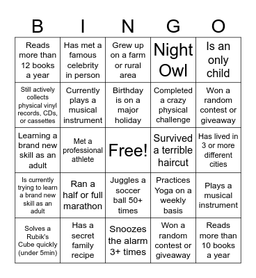 Dream TEAmgo Bingo Card