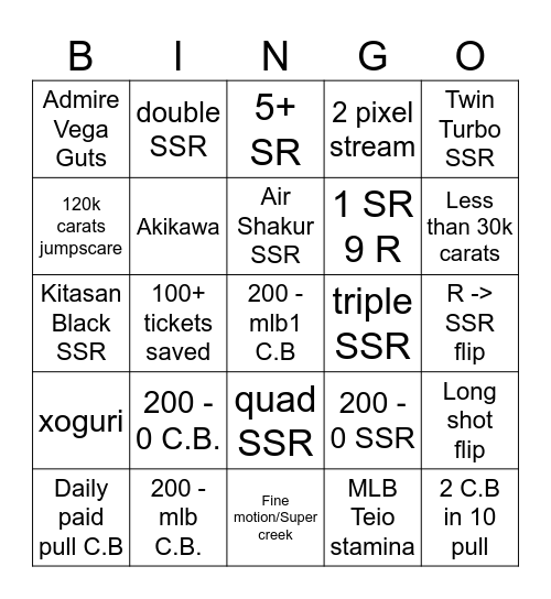 C.B. Ines Fujin Bingo Card