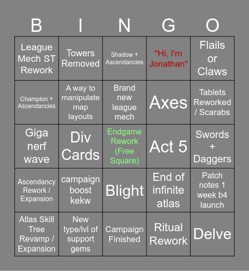 One Tap 0.5 Bingo Card
