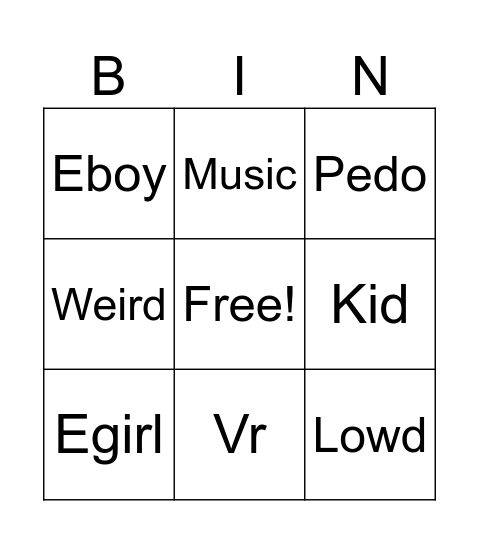 roblox Bingo Card