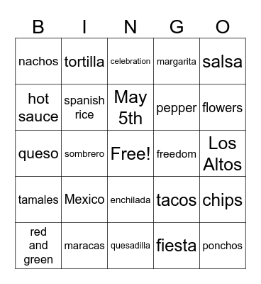 CINCO DE MAYO Bingo Card