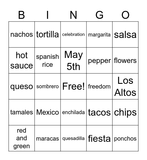 CINCO DE MAYO Bingo Card