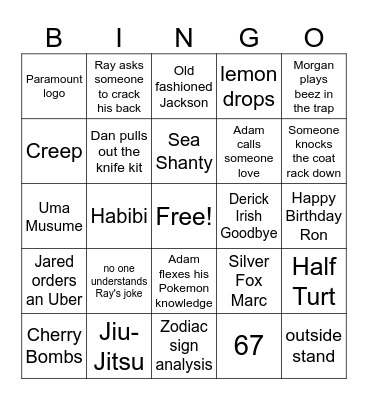 3489234589712345978 Bingo Card