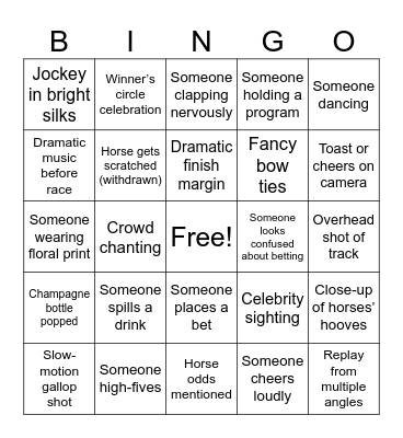 Derby Bingo Card