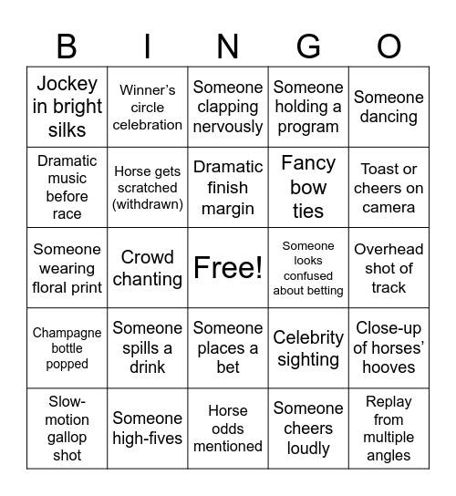 Derby Bingo Card