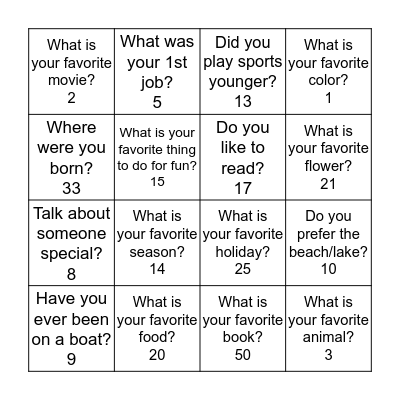 Social Bingo! Bingo Card