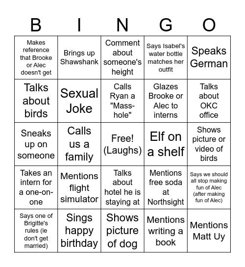 Nick Bingo Card