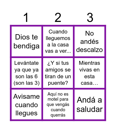 LOTERÍA DE MAMÁ Bingo Card