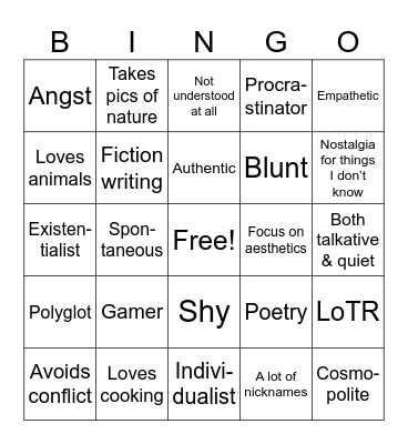 Me Bingo Card