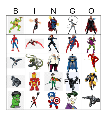 Bingo Superheroes Bingo Card