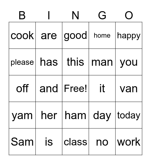 Sam and Pat Bingo Card