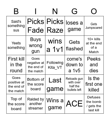 Kita Bingo Card