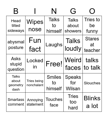 Misha Bingo Card