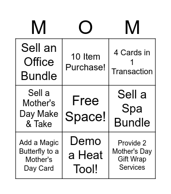 PS Mother's Day Bingo Card