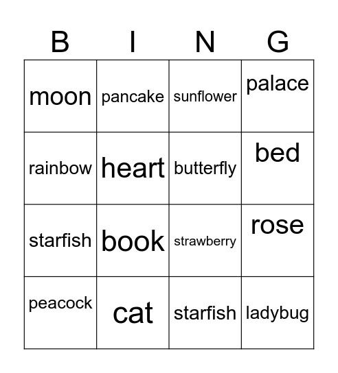 Sleeping queens Bingo Card