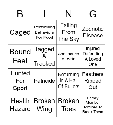 May Whump Bingo Card