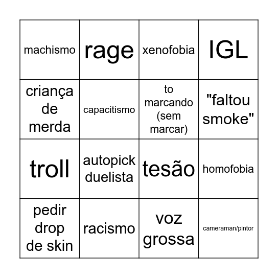 valorant de cadeia Bingo Card