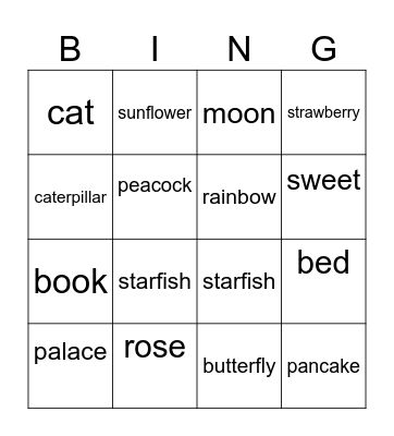 Sleeping queens Bingo Card