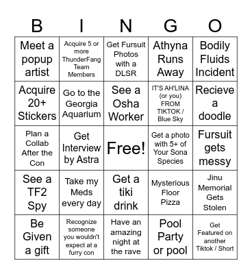 Furry Con Bingo Card