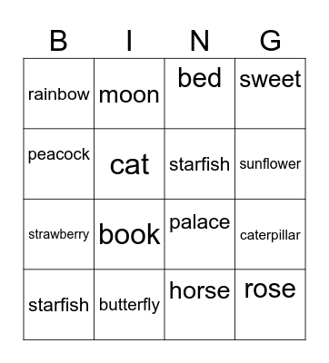 Sleeping queens Bingo Card