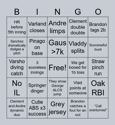 Springer’s Home Bingo Card