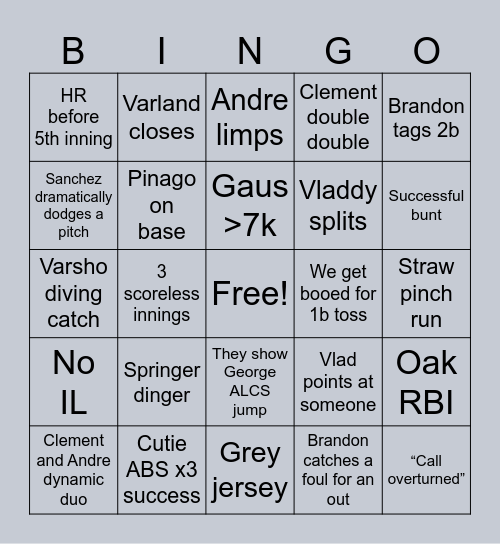 Springer’s Home Bingo Card