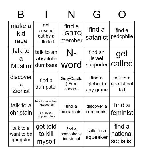 Xbox Debate Party Bingoboard Bingo Card