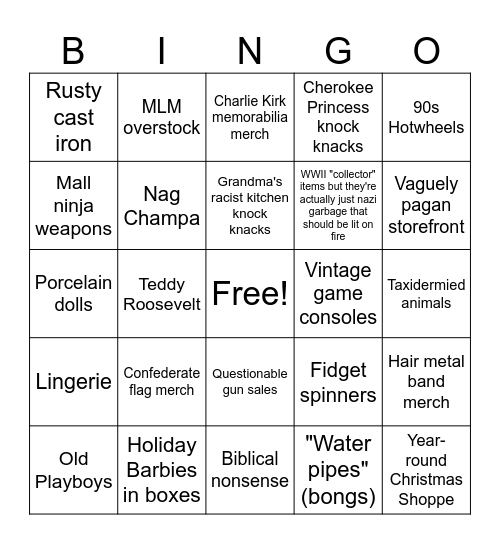 Flea Market Bingo Card