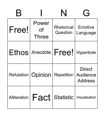 Persuasive Devices Bingo Card