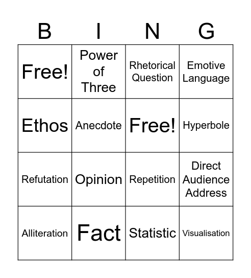 Persuasive Devices Bingo Card