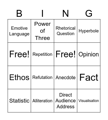 Persuasive Devices Bingo Card