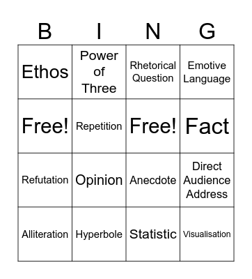 Persuasive Devices Bingo Card