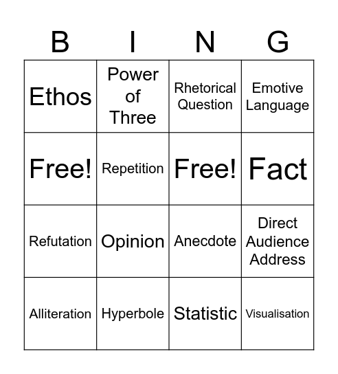 Persuasive Devices Bingo Card