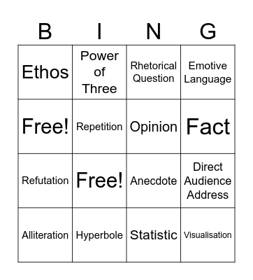 Persuasive Devices Bingo Card
