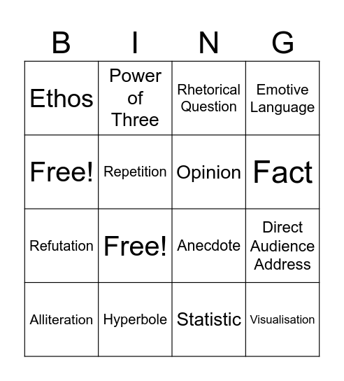 Persuasive Devices Bingo Card