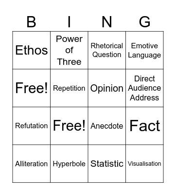 Persuasive Devices Bingo Card
