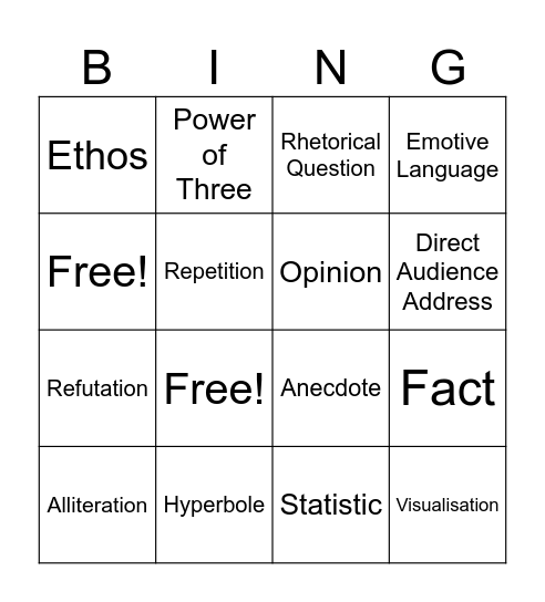 Persuasive Devices Bingo Card