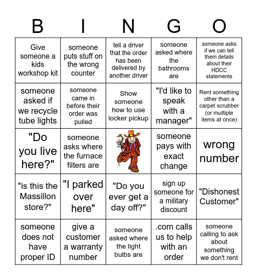 Service Desk Bingo Card