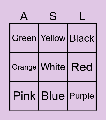 Color Bingo Card