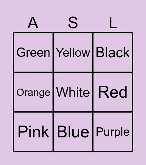 Color Bingo Card
