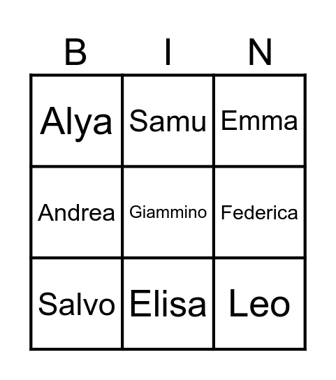 Cornino's Bingo Card