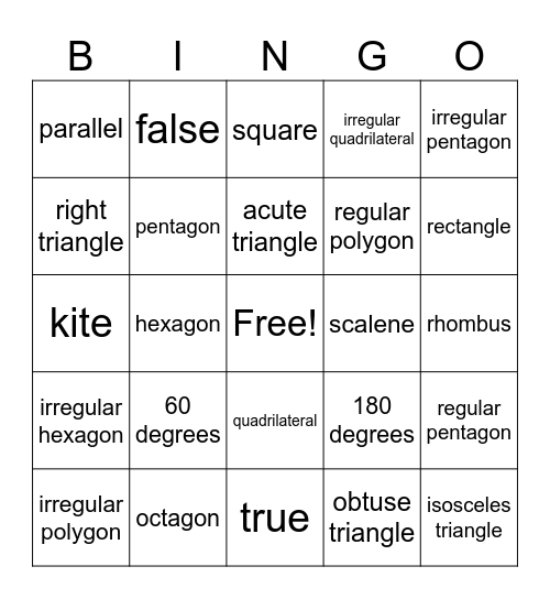 Polygon Bingo (Bridges Gr. 5 Unit 6 Mod 2) Bingo Card