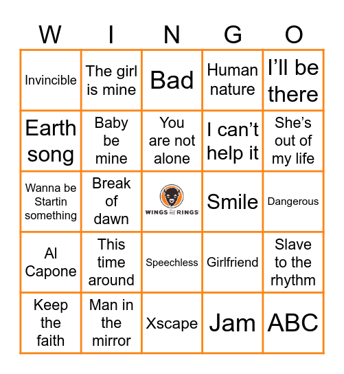 MICHAEL JACKSON Bingo Card