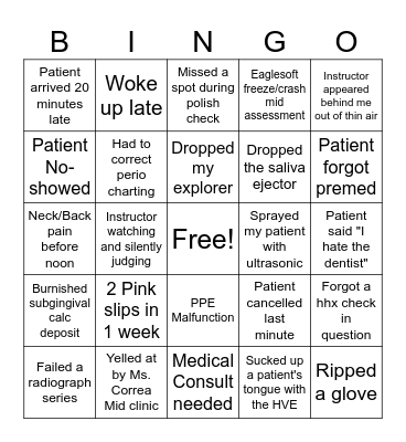 Second Year Trauma Board Bingo Card