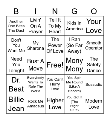 80s RD 4 Bingo Card
